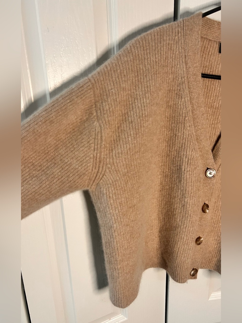 Quince Women’s Large Mongolian Cashmere Fisherman Boxy Cropped Cardigan Sweater - Picture 6 of 11